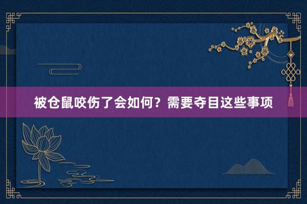 被仓鼠咬伤了会如何？需要夺目这些事项